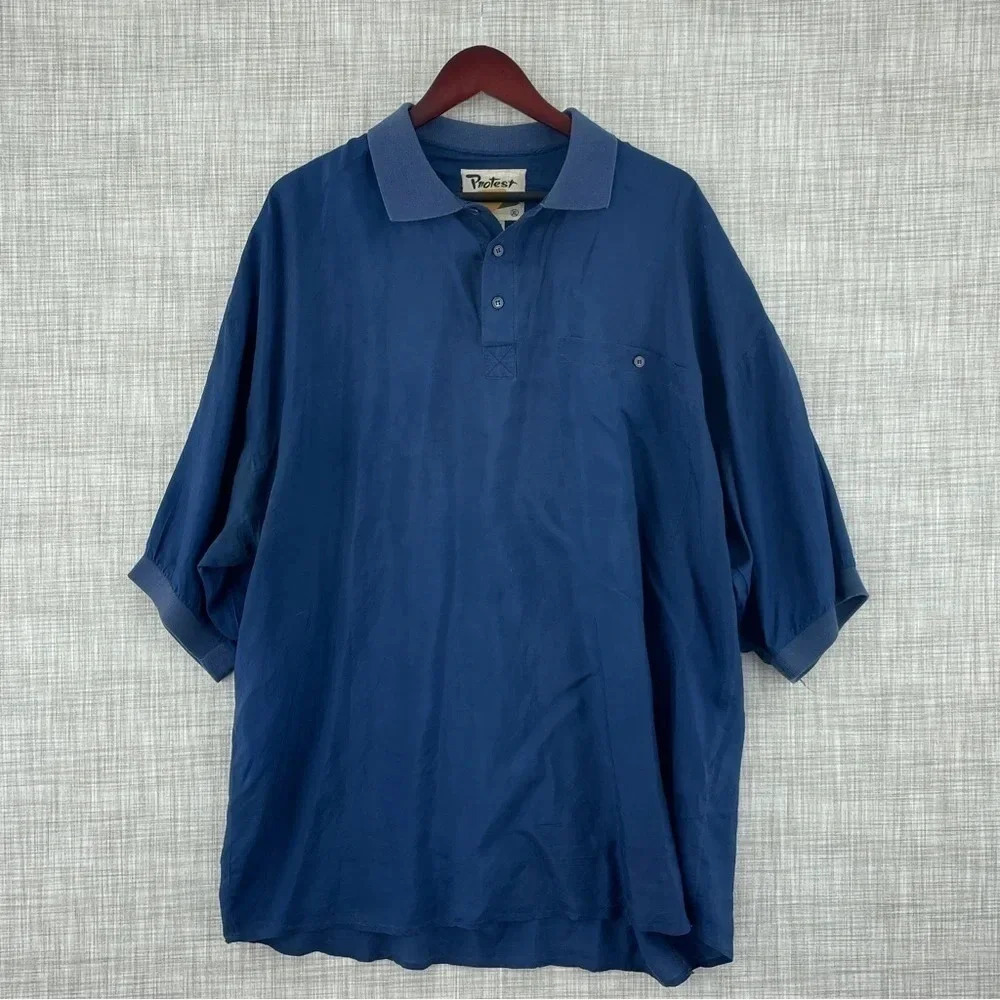 Protest Men's XL Oversized Vintage Silk Short Sleeve Shirt *stains* 0277